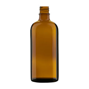 100ml amber glass aromatherapy round bottle with GL18 neck finish on a pallet of 3264 units