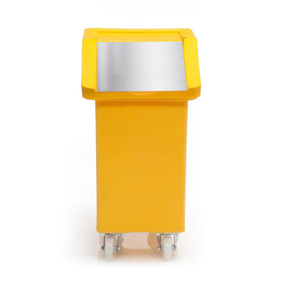 65 Litre Ingredients Trolley with Stainless Steel Flap Lid – Food Approved Mobile Storage Bin