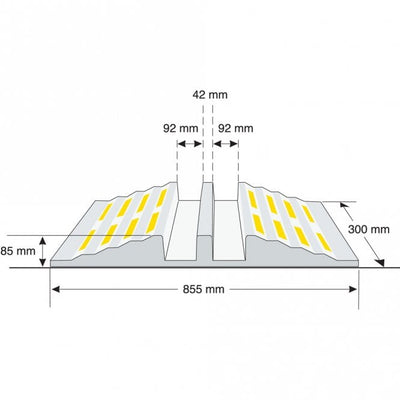 Heavy Duty Recycled Rubber Cable and Hose Ramp – 855L x 300W x 85H mm