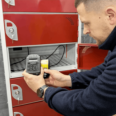 Fire Suppression Charging Steel Locker, 450mm Deep with UK Socket & USB