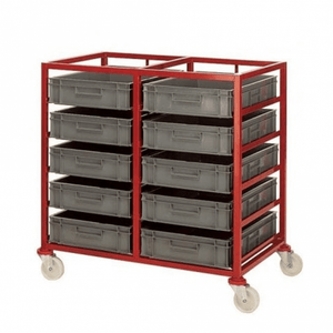 Mobile Euro Trolley Tray Rack with 2 x 5 Euro Containers