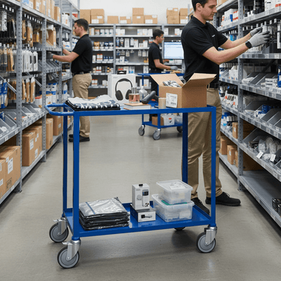 Steel 2 Shelf Tray Trolley – 150kg Capacity